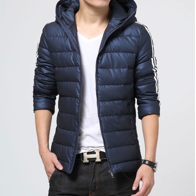 简单大方<em>男士</em>连帽<em>棉衣</em>修身纯色休闲<em>棉服外套 </em>