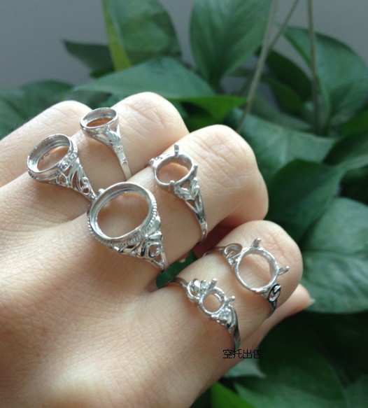 【厂家批发加工定制戒指托 925纯银 镶嵌宝石