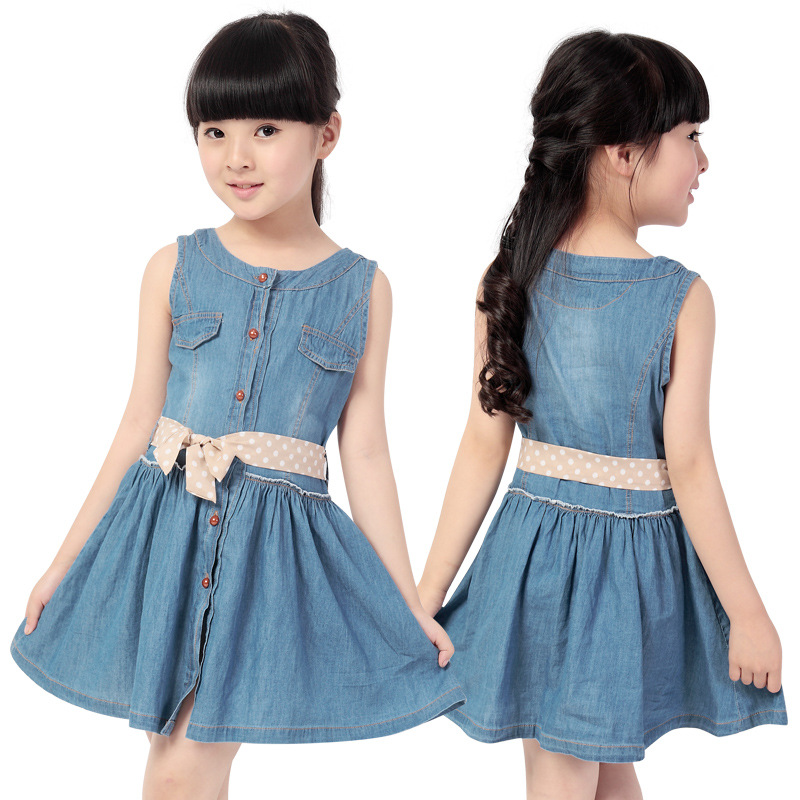 2013夏装新款韩版女童牛仔裙儿童无袖连衣裙