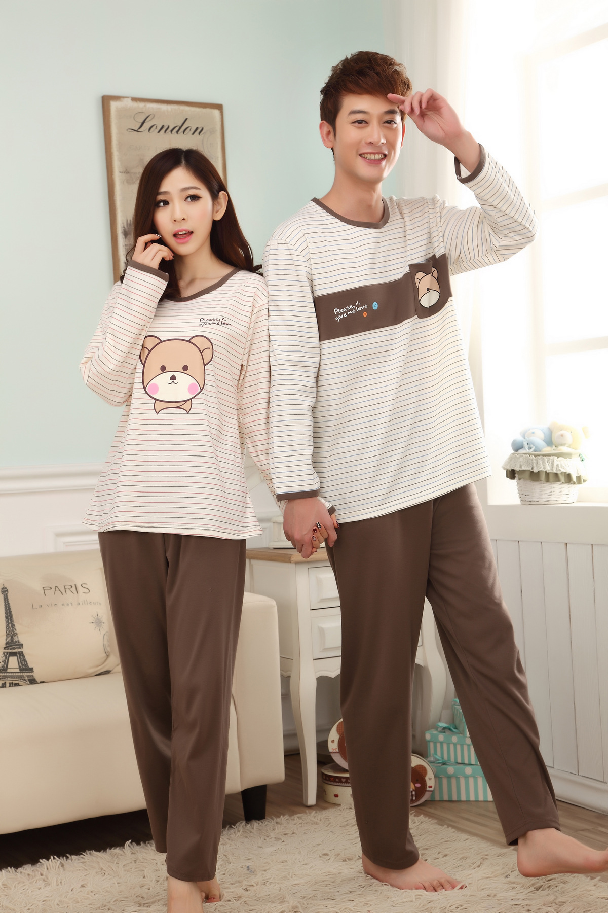 <em>睡衣</em>、家居服、<em>睡袍</em>、浴袍-<em>情侣睡衣棉质</em>春秋