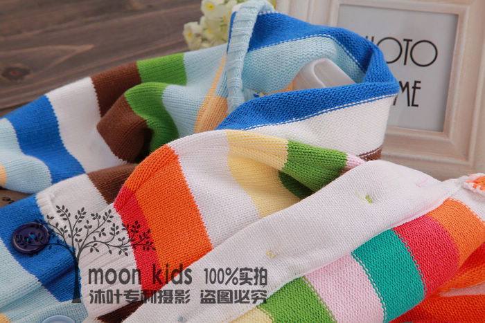 2014春季<em>女童</em>条纹毛衣<em>开衫连帽针织衫</em>宝宝外