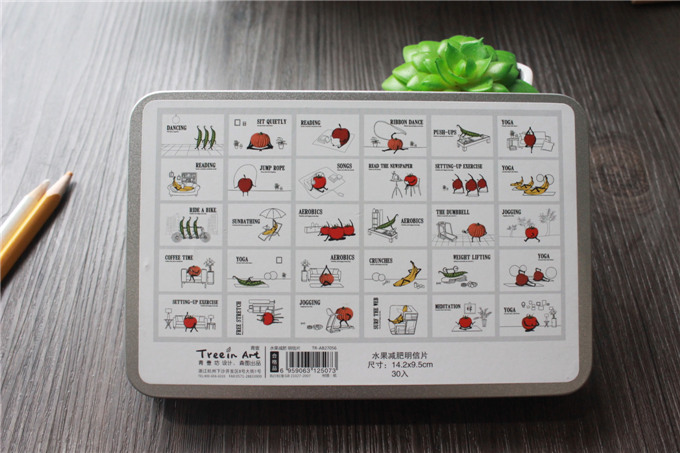 信纸-青壹坊 创意水果减肥明信片盒装30张 学习