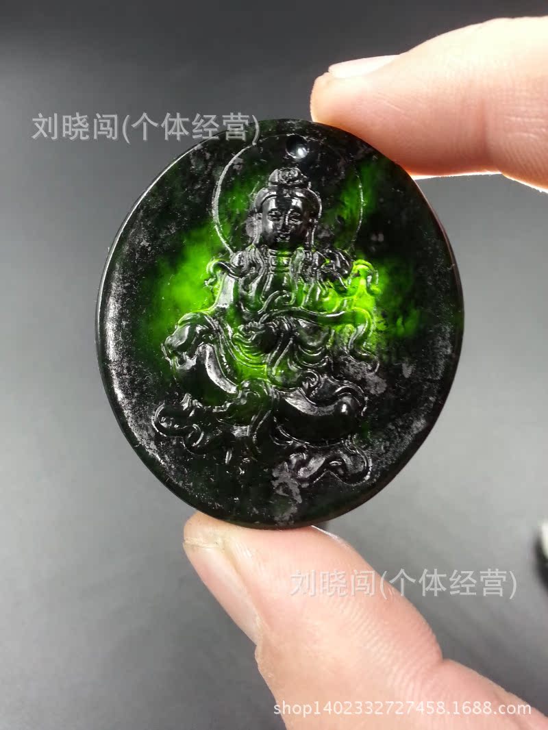 正品a货天然玉石新疆和田墨玉吊坠玉观音玉挂件玉吊坠玉牌子批发