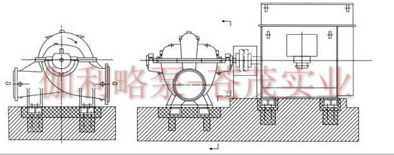 泵和电机都安装在底座上 b,400-550至500-860(无底座) 泵和电机都安装