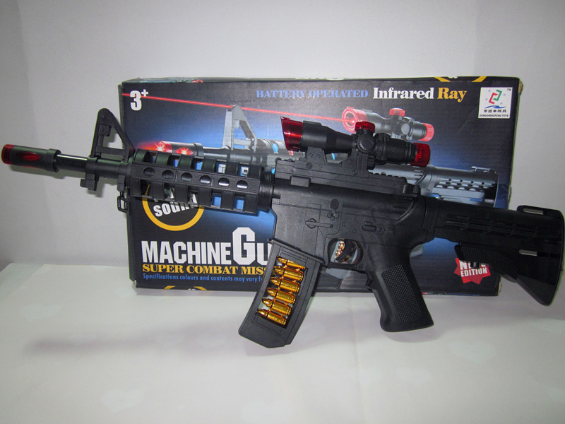 其他模型玩具-A558-1黑色仿真语音枪电动枪八音枪 灯光年货热销玩具枪批发-其