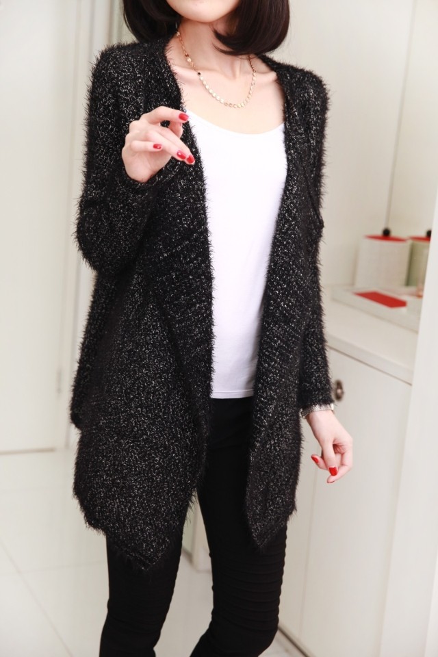 春新款女式秋装<em>线衫开衫外套</em>女式不规则长毛披