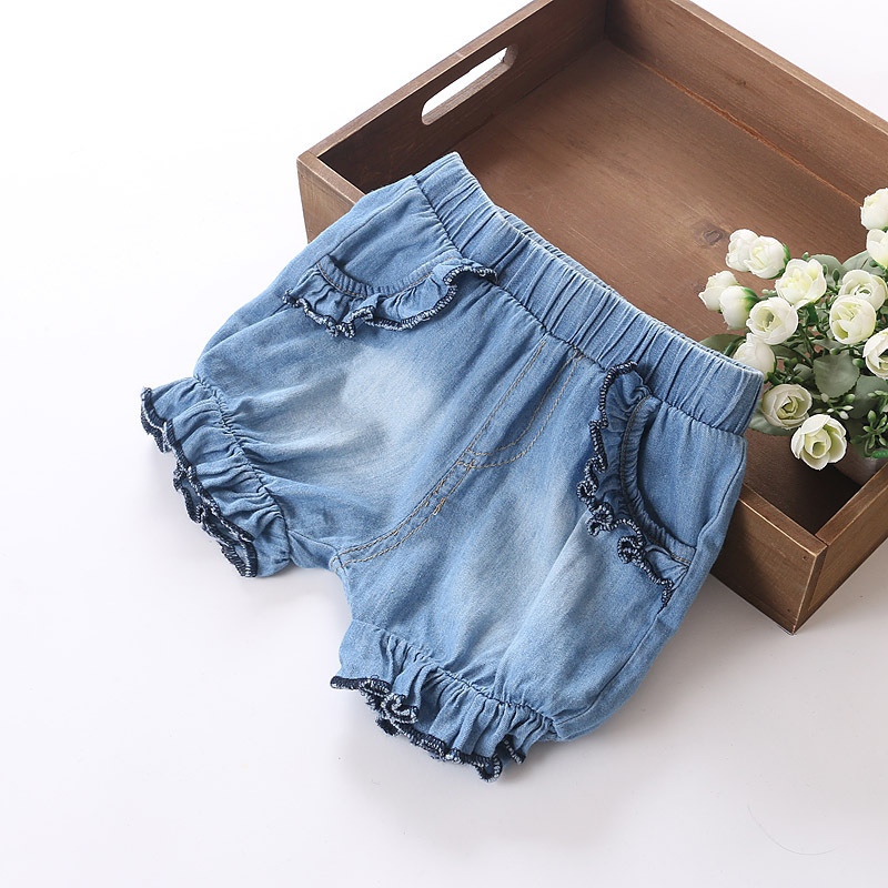 2014夏款 外贸童装 女童水洗牛仔<em>短裤</em> <em>儿童灯笼</em>