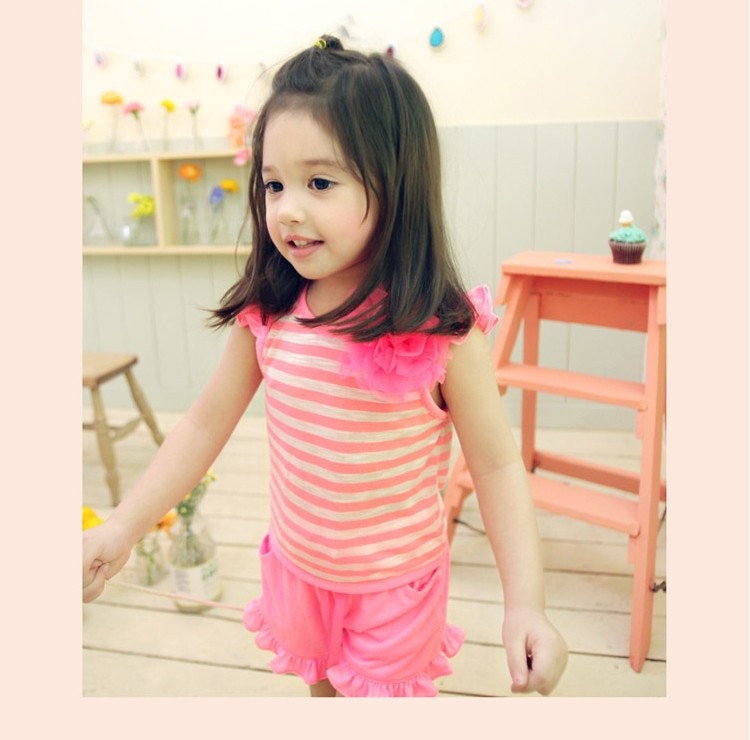 季新款女装圆领无袖韩版时尚条纹<em>精品女短裤</em>套