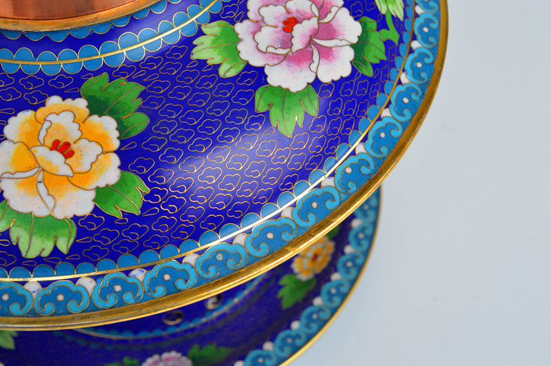 批发采购火锅-永明烧炭花形图案景泰蓝火锅批