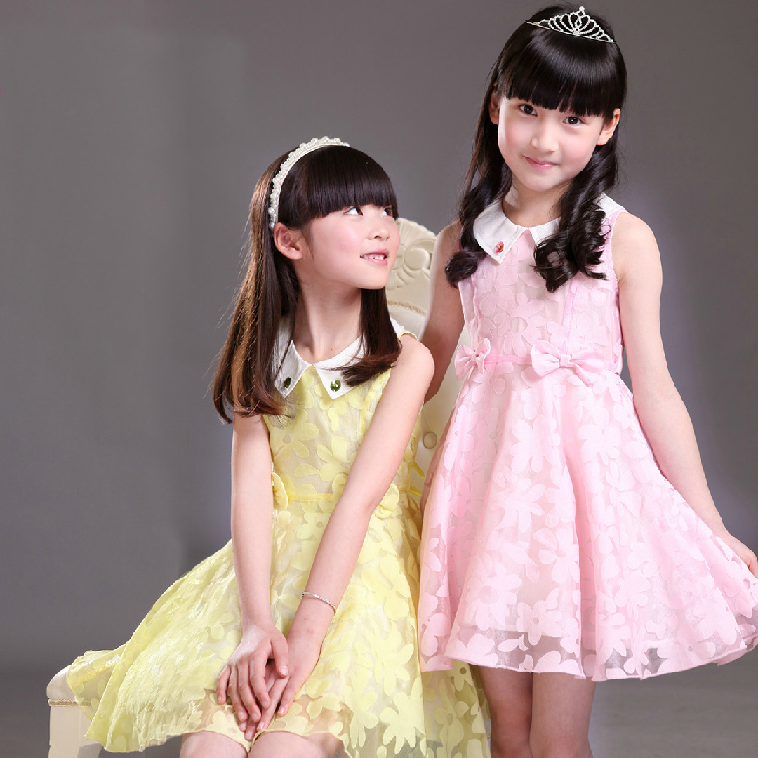 童裙 2014<em>夏季童装</em>新品 <em>女童</em>韩版花朵纯棉无袖