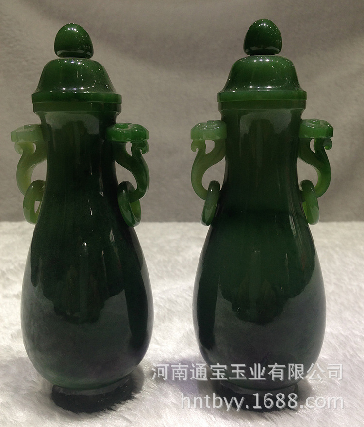 厂家高端加工定制 正品和田碧玉花瓶摆件 天然商务家居玉器工艺品