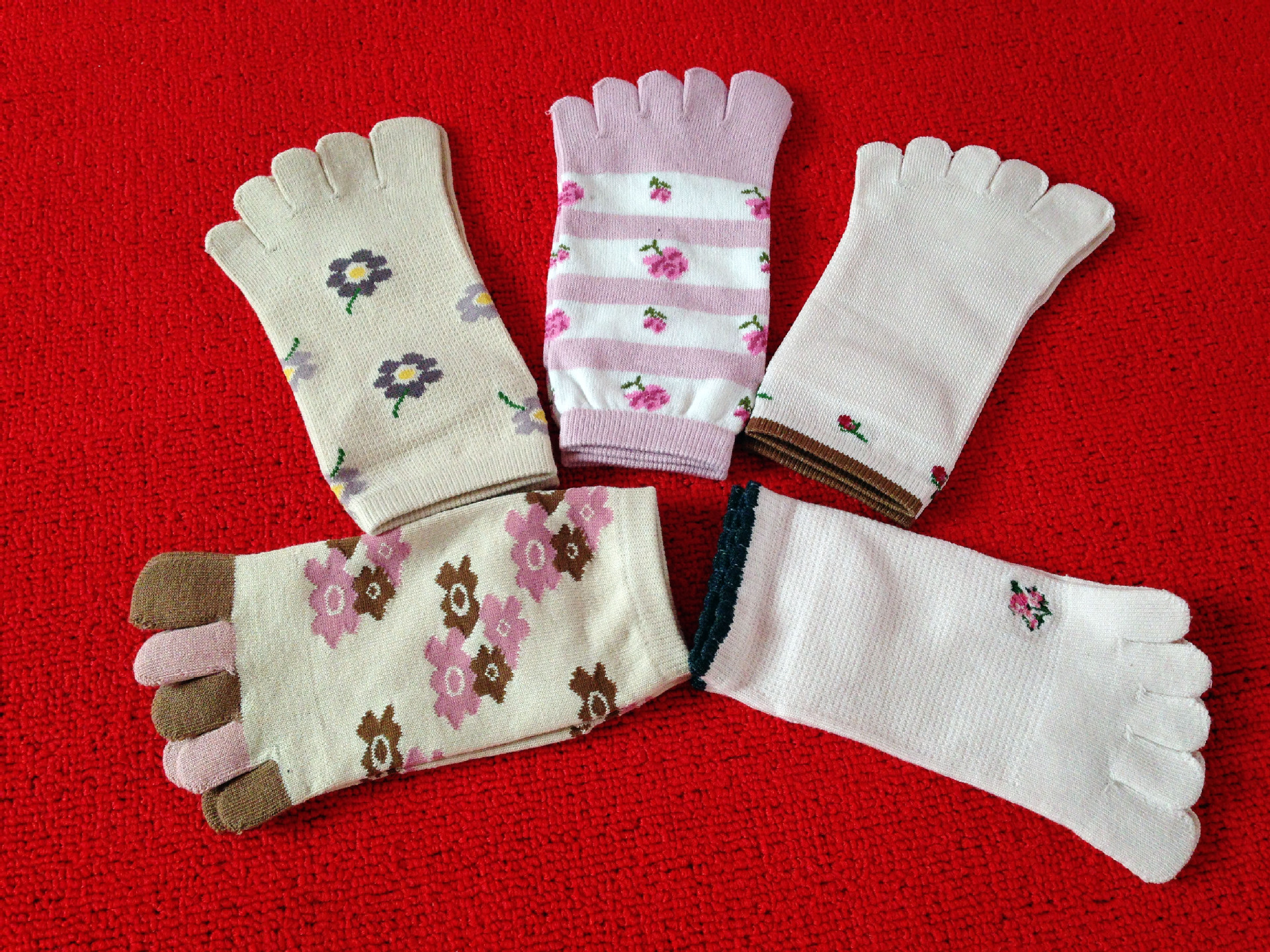 分趾袜-日本原单正品样品 女士短款小花小花系