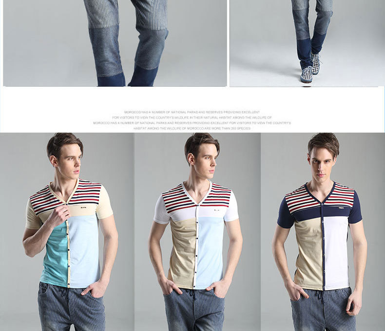 2014夏季新款翻领时尚款拼色条纹品质<em>开衫</em>纯