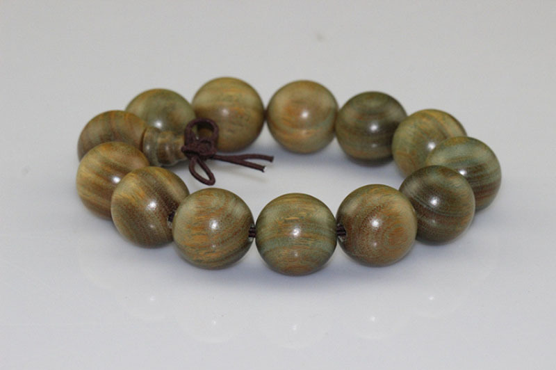 批发采购手饰-15mm绿檀手链 木质佛珠手链 古