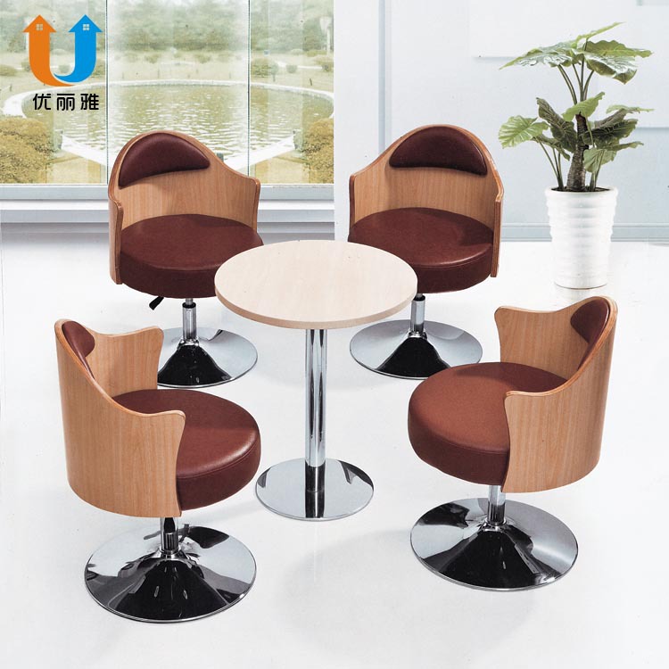 咖啡桌椅接待会客休闲餐厅桌椅4+1组合实木洽