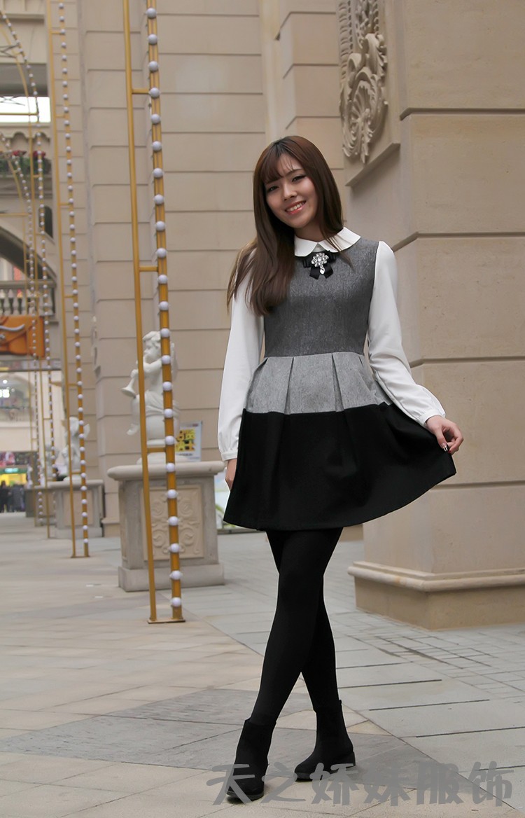 2014新款爆款韩版修身潮流拼色打底裙 - 2014