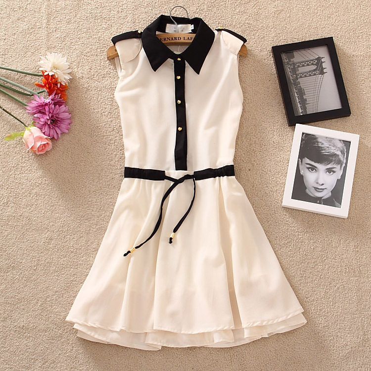 2014韩版<em>夏款少女装</em> 甜美OL名缓收腰无袖雪纺