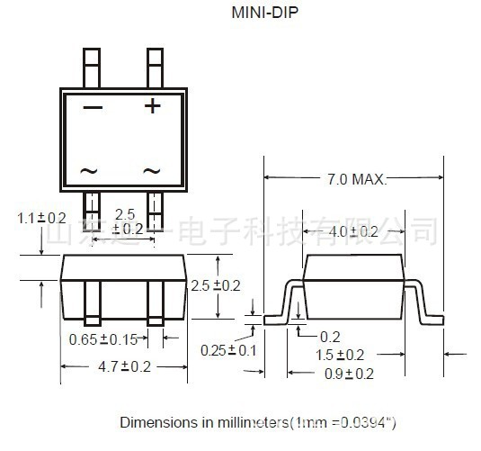 MB6S整流桥尺寸图