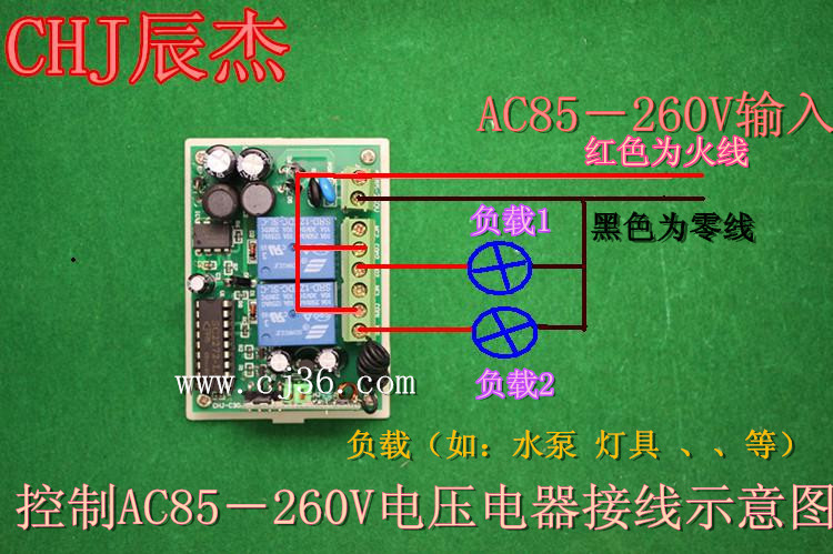 220v无线遥控开关 两路 输出 灯具开关 正反转遥控开关