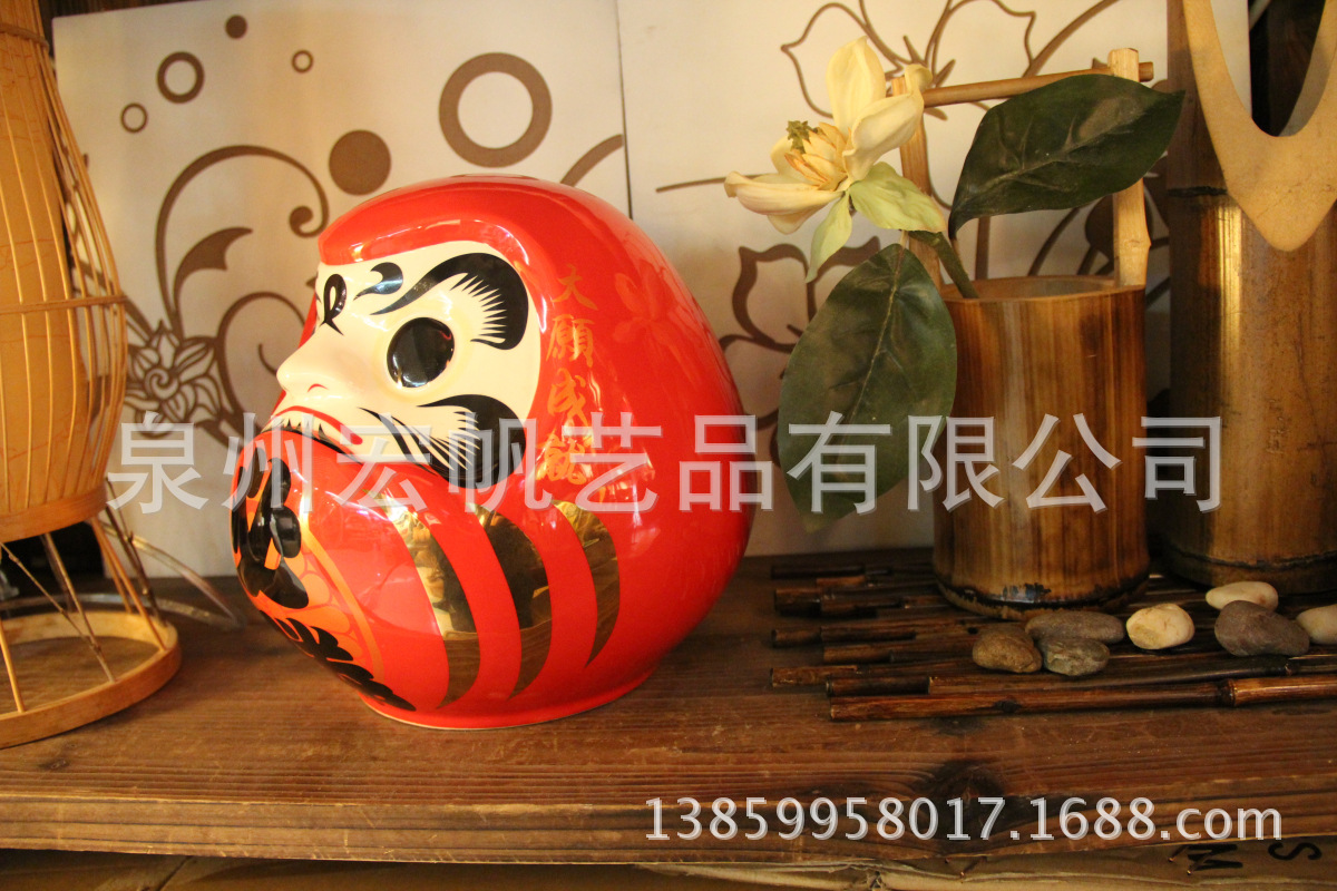 佰色居陶瓷招财猫存钱罐开运大号达摩不倒翁家居摆件开业礼品14寸