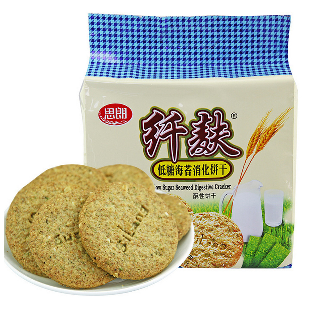 五谷杂粮食品 思朗纤麸 低糖海苔消化饼干380g 粗粮营养代餐