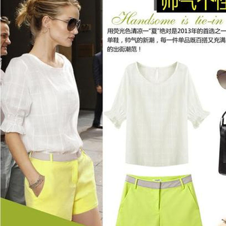 2014新款圆领宽松中袖<em>T恤+短裤 休闲套装</em>女 图
