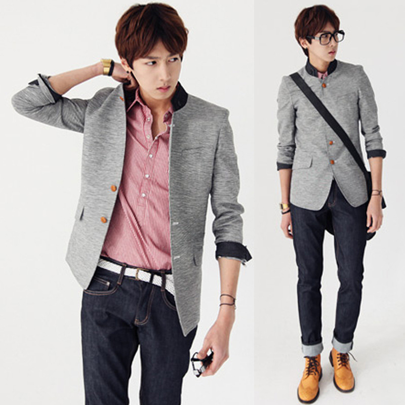 男装批发2014男修身中山装<em>立领</em>西服休闲西装