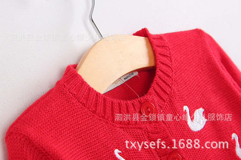 童<em>毛衣</em>-外贸童装 <em>女童</em>绣卡通<em>动物</em>纯棉<em>毛衣</em>开衫