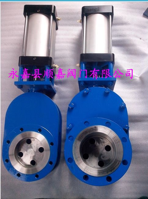 气动双闸板开孔式进料阀