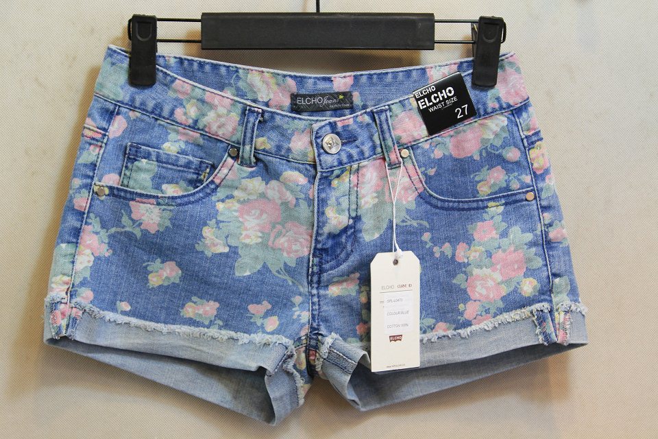 批发外贸原单<em>牛仔</em>印花<em>毛边热裤短裤</em> - 批发外贸