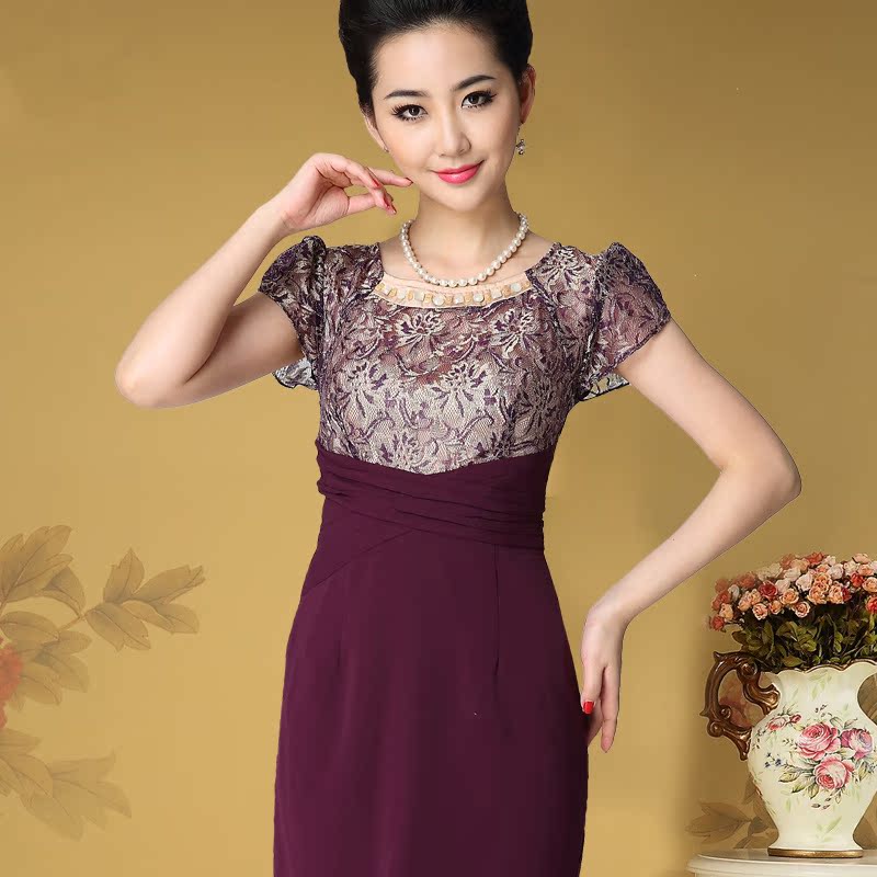 夏季新款时尚<em>女装</em>高档<em>品牌女装短袖</em>蕾丝连衣裙