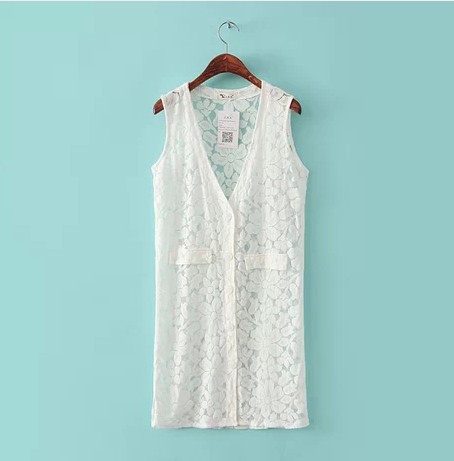 批发 夏季新品韩版甜美蕾丝无袖<em>长背心马甲</em> 小