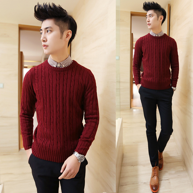 2014春装新款 男装<em>韩版</em>基础款圆领休闲<em>毛衣男</em>
