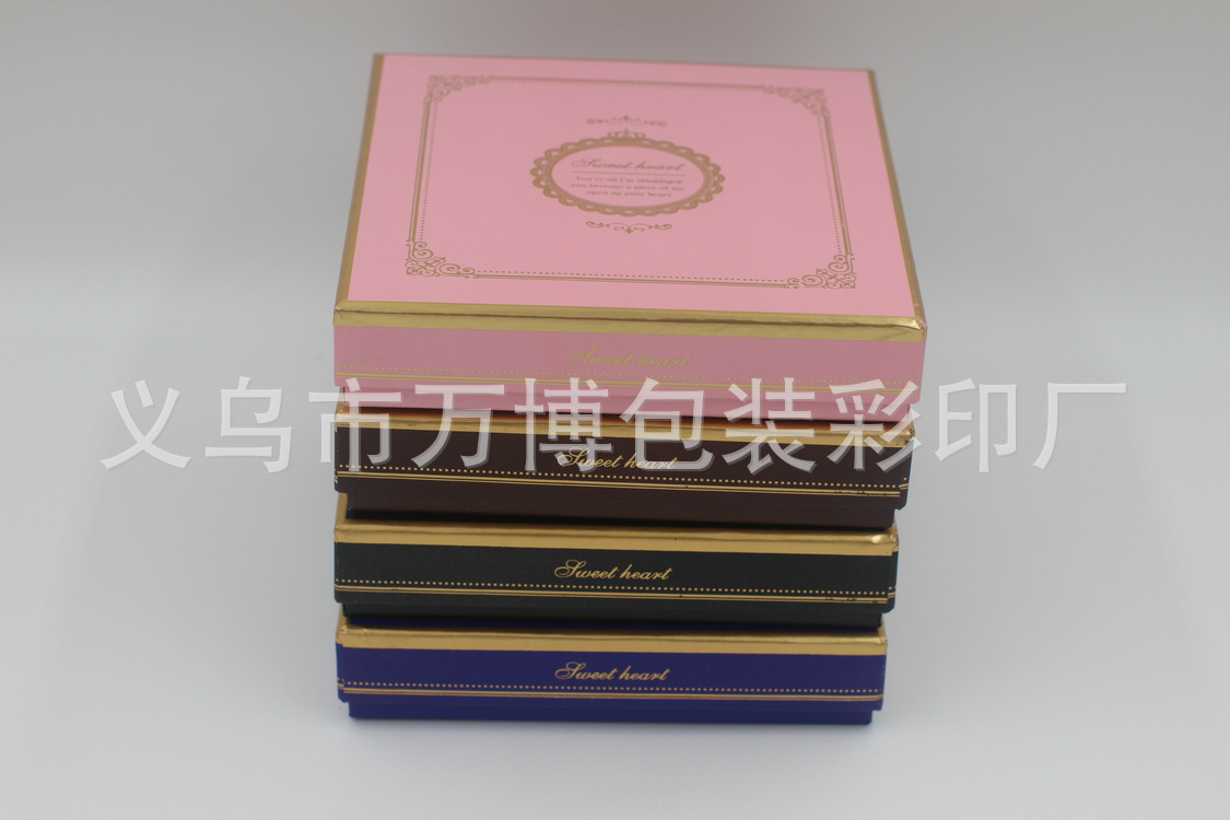 高档烫金正方形礼物12格巧克力盒 4色 (2)