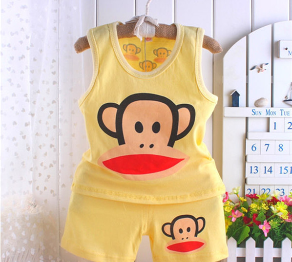 夏季新款童装男女<em>宝宝</em>婴幼儿全棉<em>大嘴猴</em>短袖+
