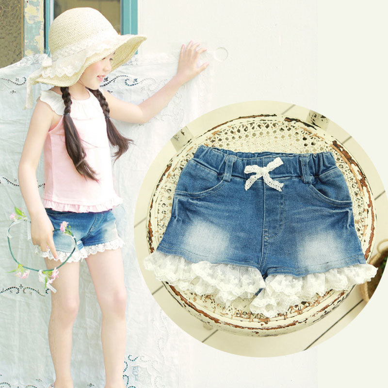 童裤-<em>外贸韩版</em>童装女童<em>牛仔短裤</em>儿童热裤 夏日