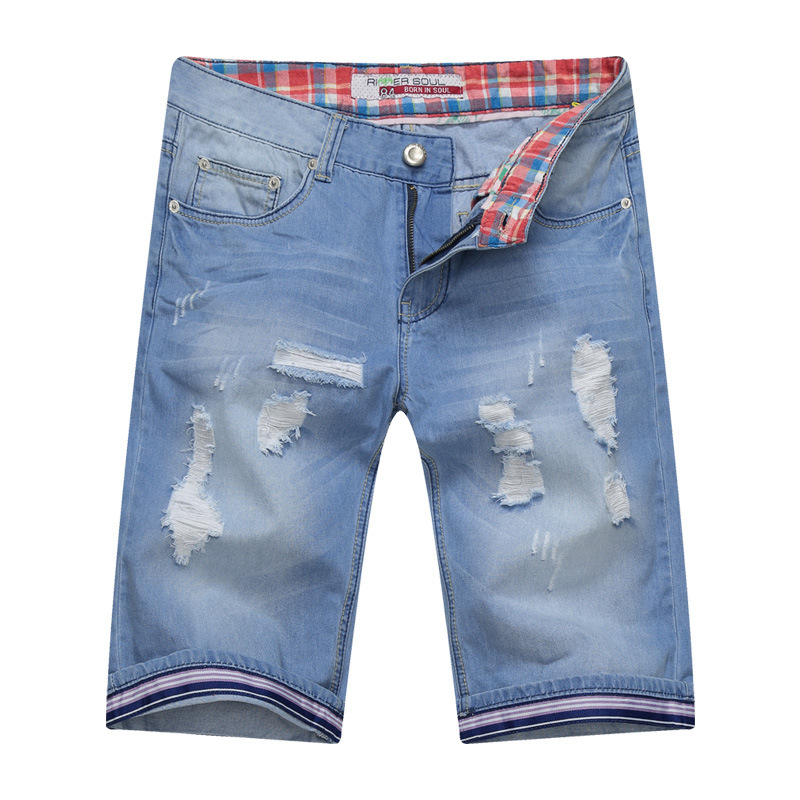 2014<em>夏季</em>新品修身男士破洞<em>牛仔短裤子</em>男装正