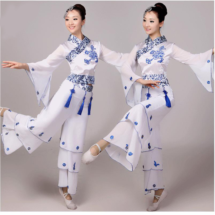 新款古典舞服装青花瓷演出服民族服装古典舞伴