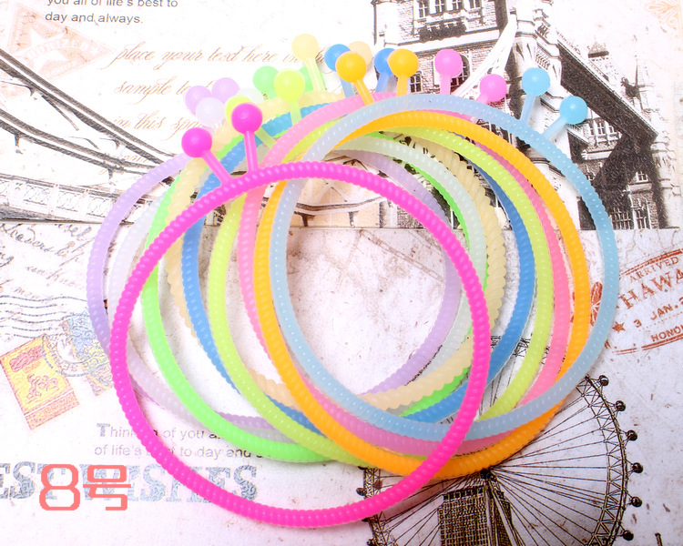 批发采购发带-韩版发饰 夜光兔耳朵头绳 硅胶糖