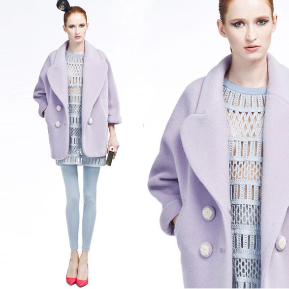 2014新款韩版羊毛外套加厚扇形中长款羊绒毛