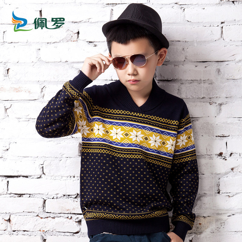 2014冬季新款男童中大童高领<em>毛衣</em>青果<em>领毛衣</em>
