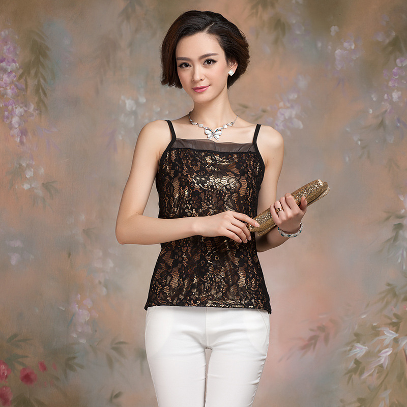 2014夏装最新款<em>女式吊带衫</em> 高档蕾丝打底背心