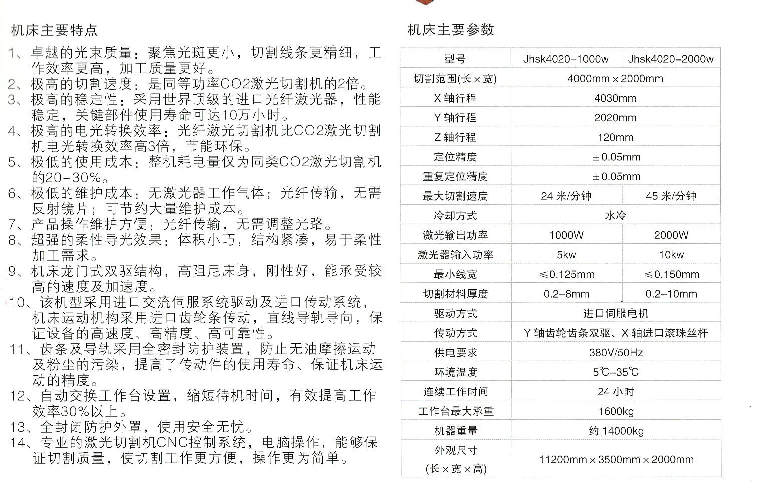 【厂家直销 】 JHSK-4020系列数控光纤激光切割机