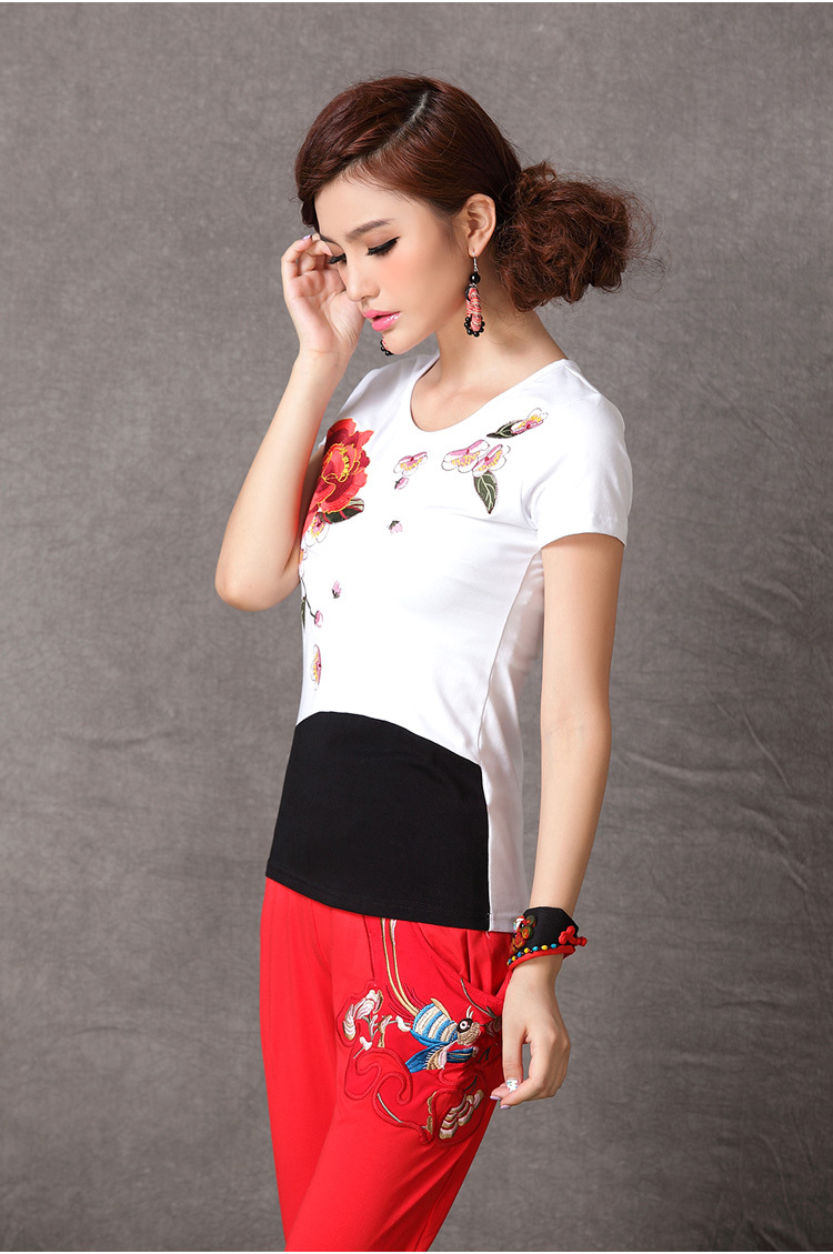 批发采购女式T恤-纳兰语2014民族风新款拼接