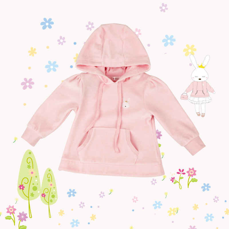 MOONBOAT 宝宝连帽外套 婴儿上衣 天鹅绒 女