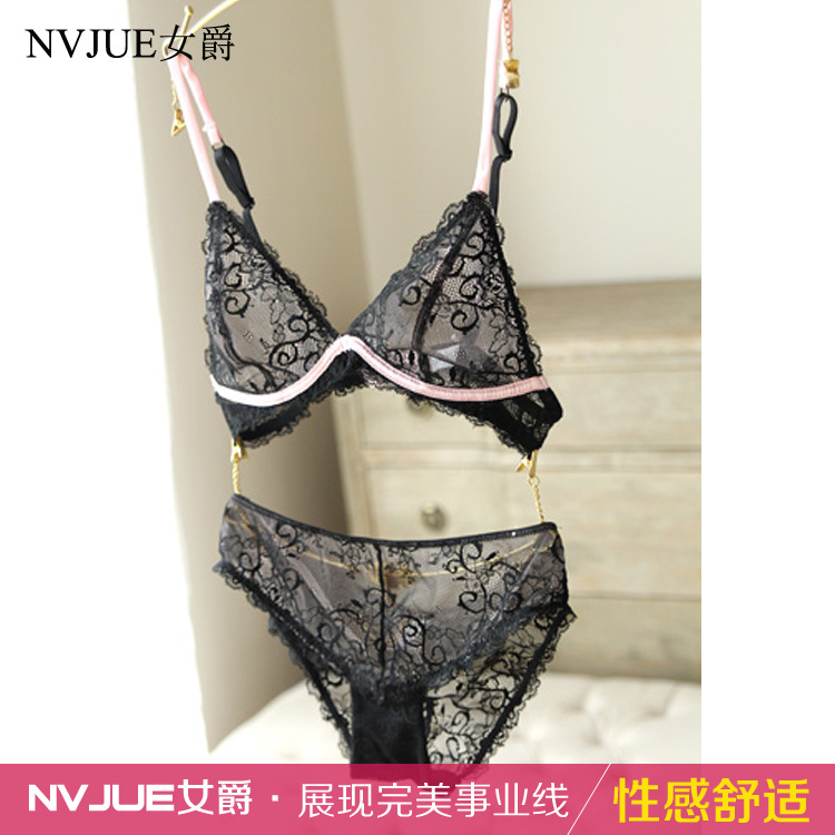 新品 蝴蝶结蕾丝超薄款透气性感<em>三角杯文胸</em>套