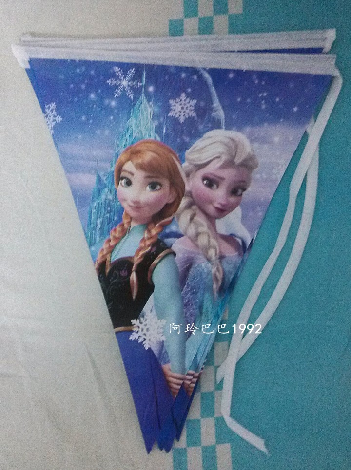 冰雪奇缘儿童生日派对用品 装饰会场布置用品 三角旗 挂旗 彩旗