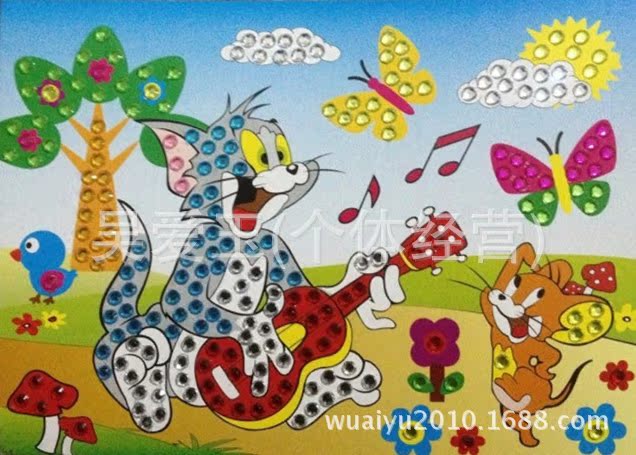 卡通制作钻石贴画,儿童益智拼图玩具,手工制作,立体画图片,卡