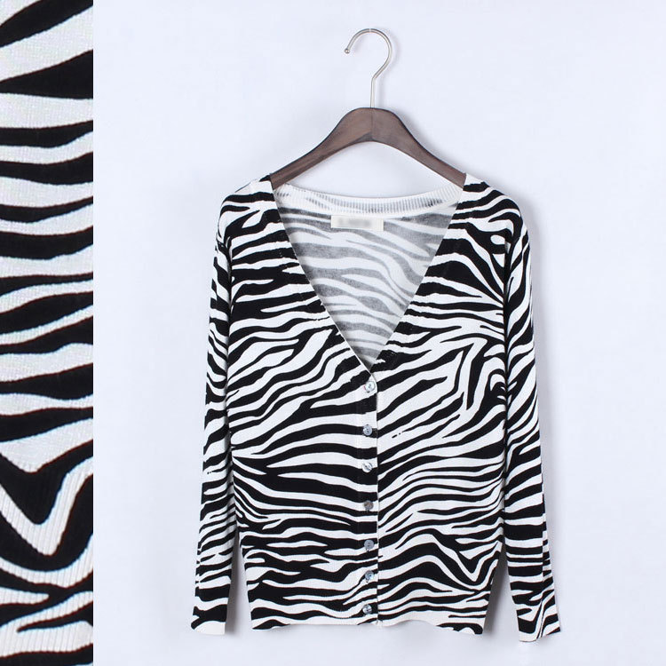 2014春装新款外贸欧美风<em>斑马纹</em>印花<em>开衫</em> 长袖