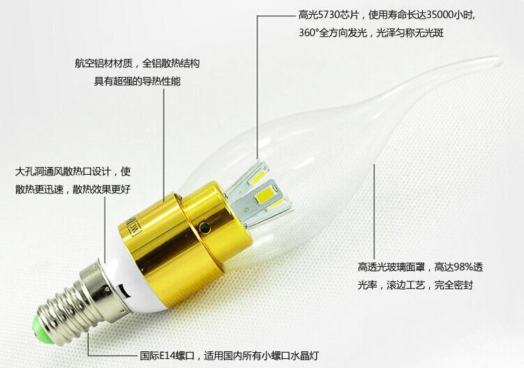 3W蜡烛灯灯体介绍